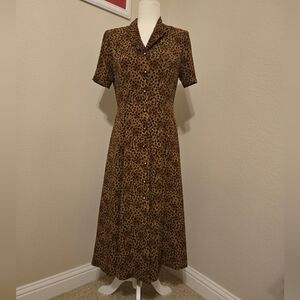 Leslie Faye Vintage Fit And Flare Cheetah Dress - EUC
